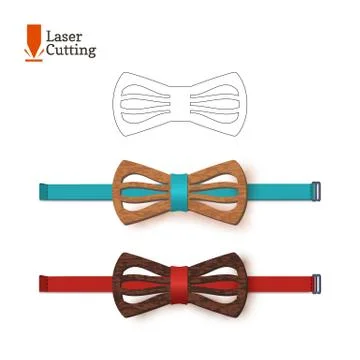 Laser cut bow-tie template. Vector silhouette for cutting a bow tie on a lathe Stock Illustration