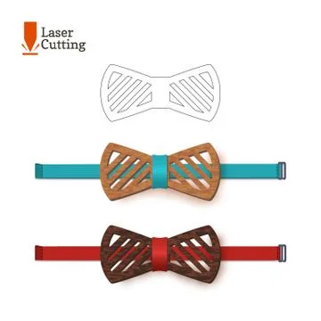 Laser cut bow-tie template. Vector silhouette for cutting a bow tie on a lathe Stock Illustration
