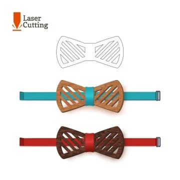 Laser cut bow-tie template. Vector silhouette for cutting a bow tie on a lathe Stock Illustration