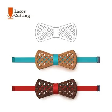 Laser cut bow-tie template. Vector silhouette for cutting a bow tie on a lathe Stock Illustration