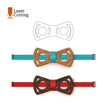 Laser cut bow-tie template. Vector silhouette for cutting a bow tie on a lathe Stock Illustration