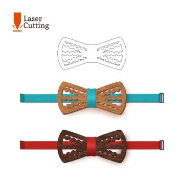 Laser cut bow-tie template. Vector silhouette for cutting a bow tie on a lathe Stock-Illustration