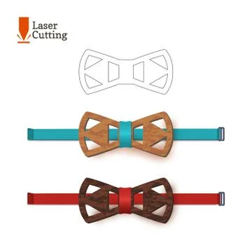 Laser cut bow-tie template. Vector silhouette for cutting a bow tie on a lathe Stock Illustration