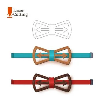 Laser cut bow-tie template. Vector silhouette for cutting a bow tie on a lathe Stock Illustration