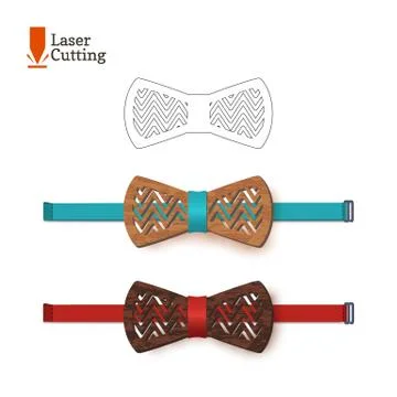 Laser cut bow-tie template. Vector silhouette for cutting a bow tie on a lathe Stock Illustration