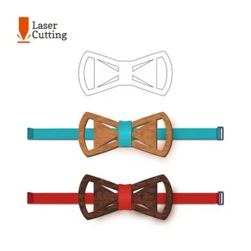 Laser cut bow-tie template. Vector silhouette for cutting a bow tie on a lathe Stock Illustration