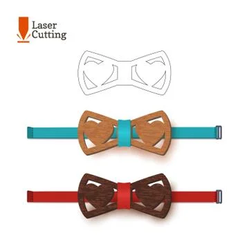 Laser cut bow-tie template with hearts. Vector silhouette for cutting a bow tie Stock-Illustration