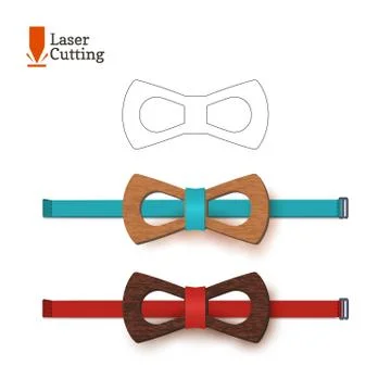Laser cut bow-tie template. Vector silhouette for cutting a bow tie on a lathe Stock Illustration