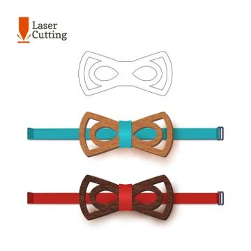 Laser cut bow-tie template. Vector silhouette for cutting a bow tie on a lathe Stock Illustration