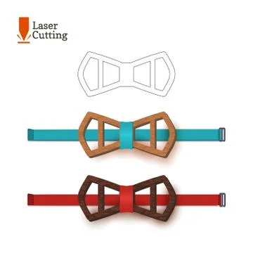 Laser cut bow-tie template. Vector silhouette for cutting a bow tie on a lathe Stock Illustration