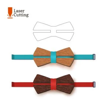 Laser cut bow-tie template. Vector silhouette for cutting a bow tie on a lathe Stock Illustration