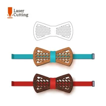 Laser cut bow-tie template. Vector silhouette for cutting a bow tie on a lathe Stock Illustration