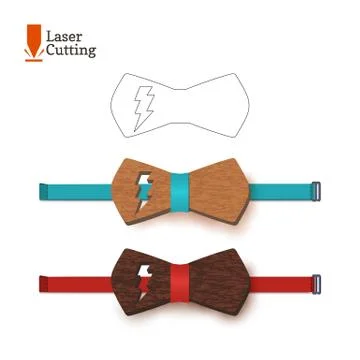 Laser cut bow-tie template whith flash symbol. Vector silhouette for cutting a Stock Illustration