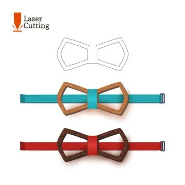 Laser cut bow-tie template. Vector silhouette for cutting a bow tie on a lathe Stock Illustration
