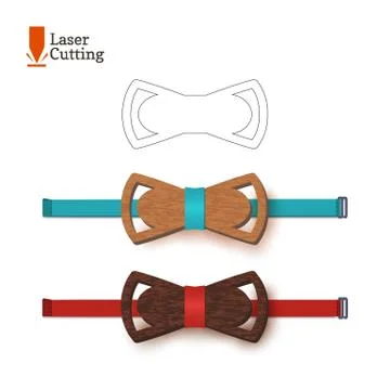 Laser cut bow-tie template. Vector silhouette for cutting a bow tie on a lathe Stock Illustration