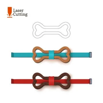 Laser cut bow-tie template whith bone symbol. Vector silhouette for cutting a Stock Illustration