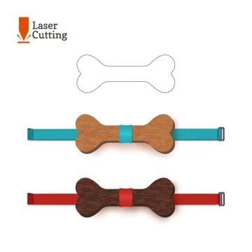 Laser cut bow-tie template whith bone symbol. Vector silhouette for cutting a Stock Illustration