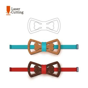 Laser cut bow-tie template whith bone symbol. Vector silhouette for cutting a Stock Illustration