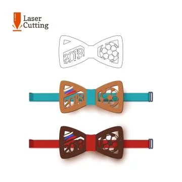 Laser cut bow-tie template souvenir for world football cup 2018 with Russian Stock Illustration