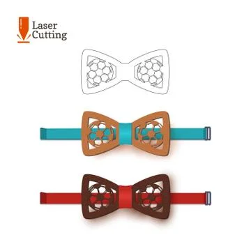 Laser cut bow-tie template souvenir for world football cup for DIY. Vector Stock Illustration