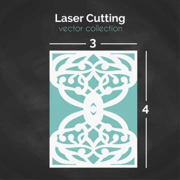 Laser Cut Card. Template For Cutting. Cutout Illustration Stock Illustration