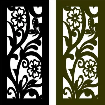 Laser cut cnc panel design for metal, wooden room divider. Stock Illustration