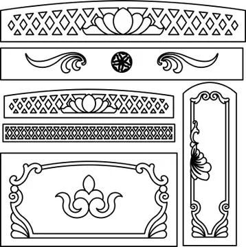 Laser cut cnc panel design for metal, wooden room divider. Stock Illustration