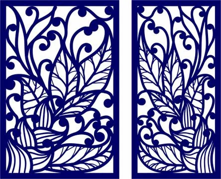 Laser cut cnc panel design for metal, wooden room divider. Illustrazione stock