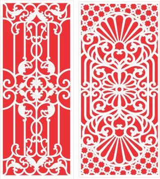 Laser cut cnc panel design for metal, wooden room divider. Illustrazione stock