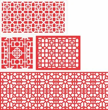 Laser cut cnc panel design for metal, wooden room divider. Stock Illustration