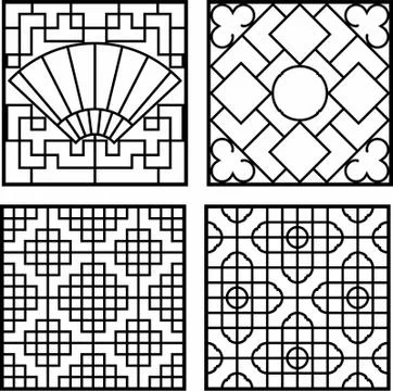 Laser cut cnc panel design for metal, wooden room divider. Stock Illustration