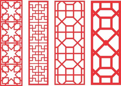 Laser cut cnc panel design for metal, wooden room divider. Stock Illustration