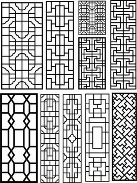 Laser cut cnc panel design for metal, wooden room divider. Stock Illustration