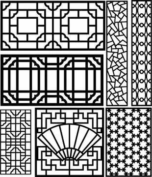 Laser cut cnc panel design for metal, wooden room divider. Stock Illustration