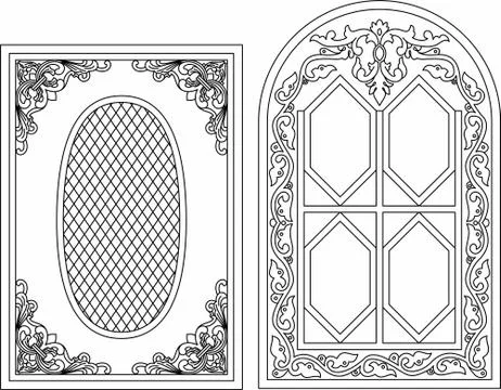Laser cut cnc panel design for metal, wooden room divider. Stock Illustration
