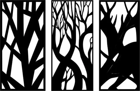 Laser cut cnc panel design for metal, wooden room divider. Stock Illustration