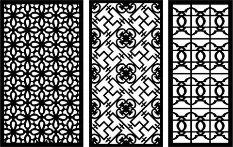 Laser cut cnc panel design for metal, wooden room divider. Stock Illustration