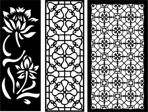 Laser cut cnc panel design for metal, wooden room divider. Stock Illustration