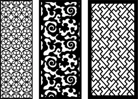 Laser cut cnc panel design for metal, wooden room divider. Stock Illustration