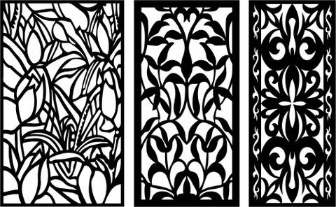 Laser cut cnc panel design for metal, wooden room divider. Stock Illustration