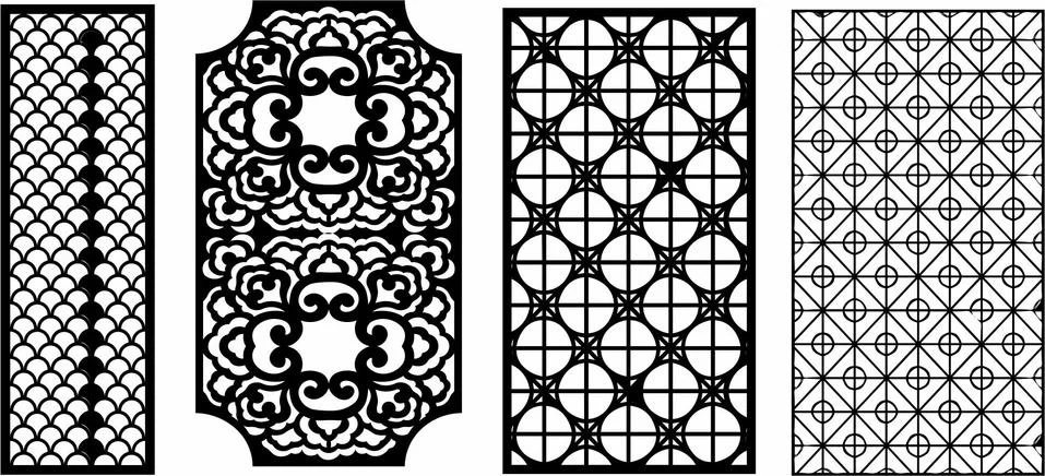 Laser cut cnc panel design for metal, wooden room divider. Stock Illustration