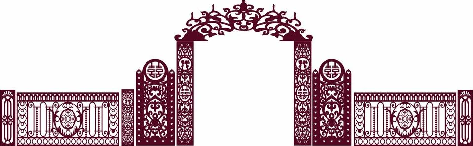 Laser cut cnc panel design for metal, wooden room divider. Stock Illustration