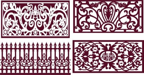 Laser cut cnc panel design for metal, wooden room divider. Illustrazione stock