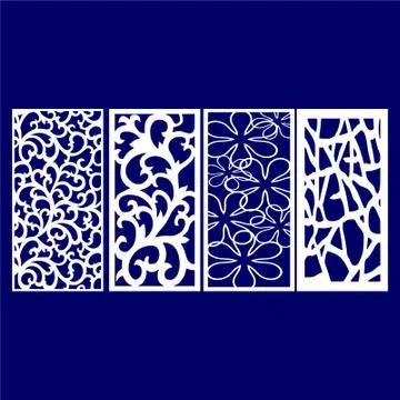 Laser cut cnc panel design for metal, wooden room divider. Stock Illustration