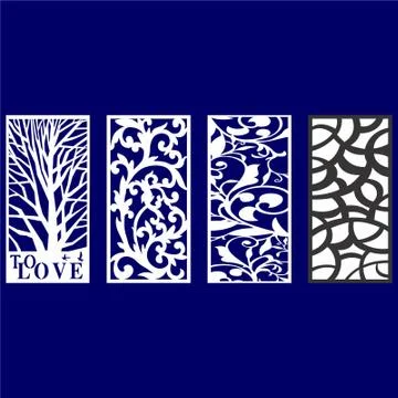 Laser cut cnc panel design for metal, wooden room divider. Stock Illustration