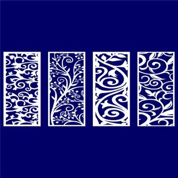 Laser cut cnc panel design for metal, wooden room divider. Stock Illustration