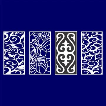 Laser cut cnc panel design for metal, wooden room divider. Stock Illustration