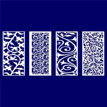 Laser cut cnc panel design for metal, wooden room divider. Stock Illustration