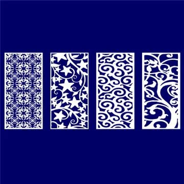 Laser cut cnc panel design for metal, wooden room divider. Stock Illustration