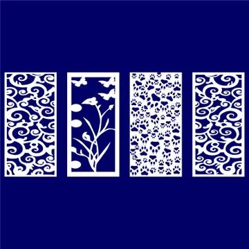 Laser cut cnc panel design for metal, wooden room divider. Stock Illustration